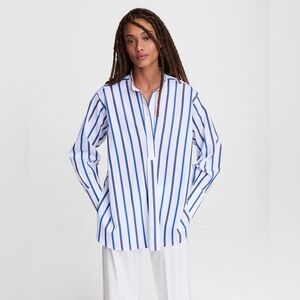 Rag and Bone Allison Striped Cotton Tunic White Blue
